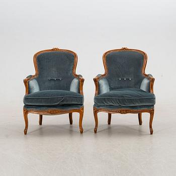 Fåtöljer ett par Louis XV-stil 1900-talets mitt.