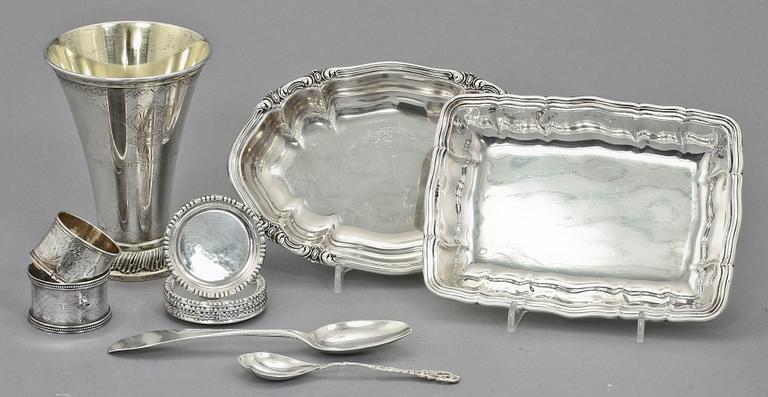 PARTI SILVER, 13 delar, silver, 1800/1900-tal. Vikt 760 g.