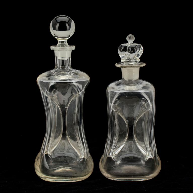 KLUCKFLASKOR, glas, 2 st, 1900-tal.