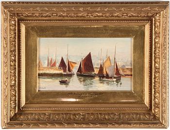 OKÄND KONSTNÄR, olja på pannå, England, signerad H v Martin, 1800-tal.