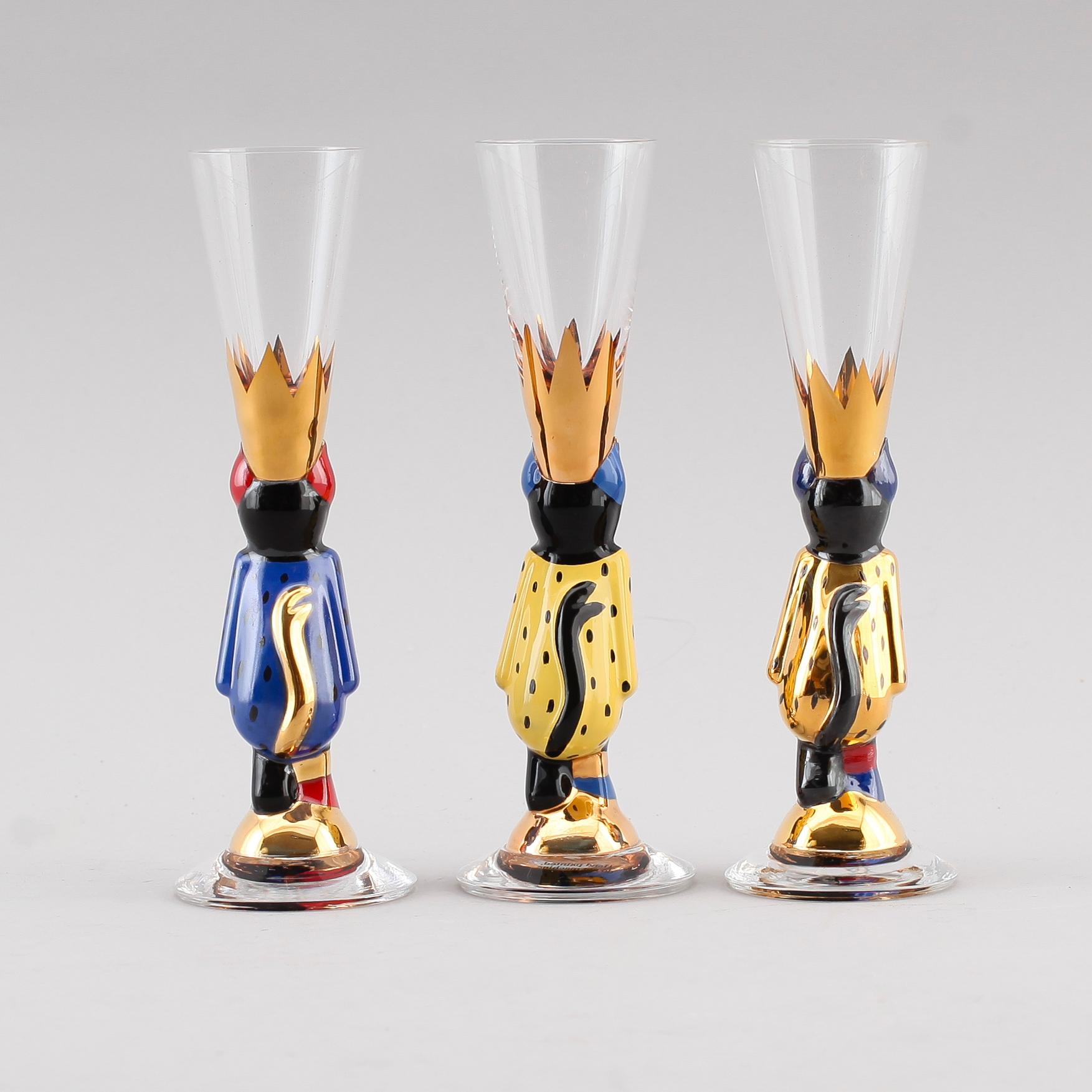 SNAPSGLAS, 3 st, Gunnar Cyrén, Nobelservisen, Orrefors.