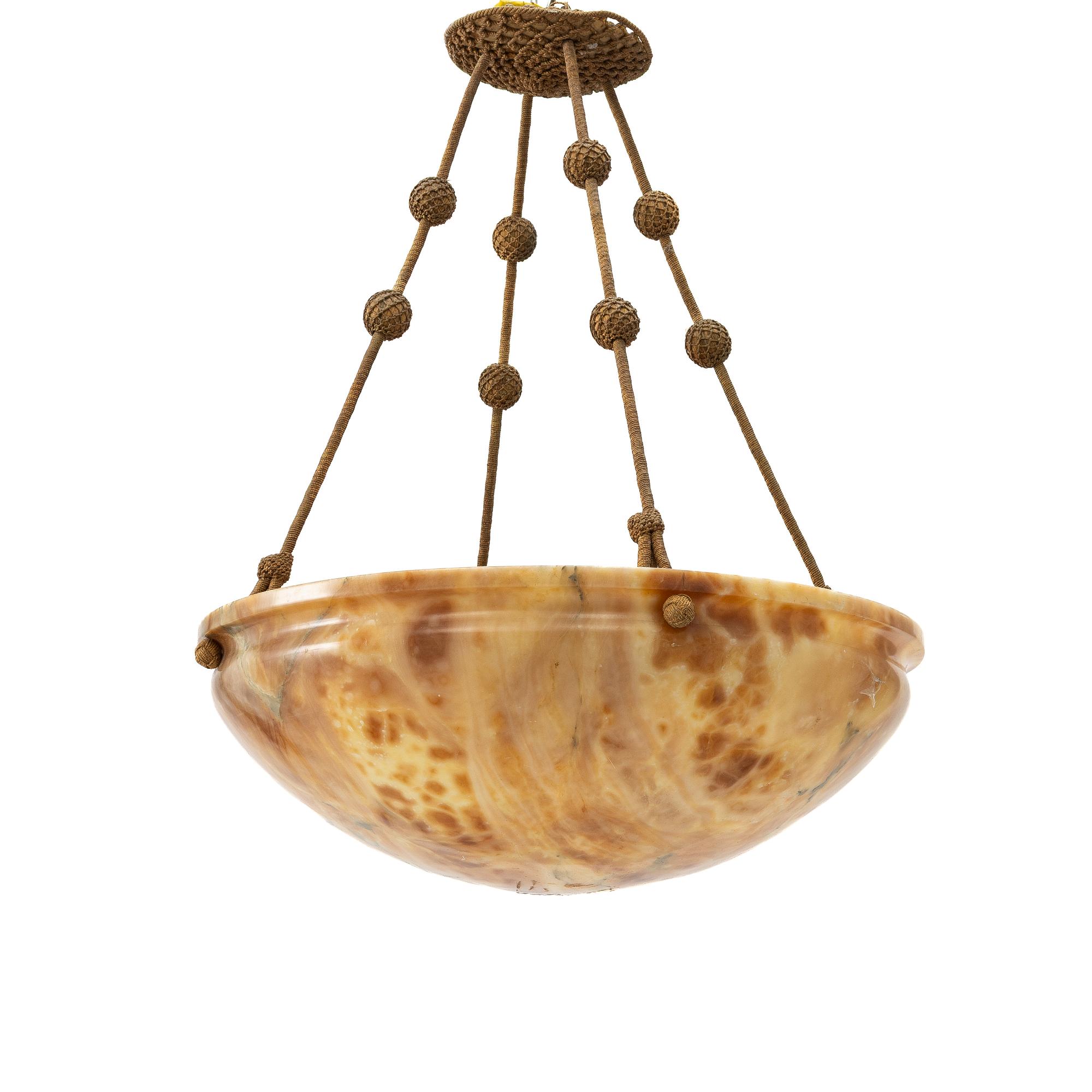 An alabaster ceiling pendant, 1920s.