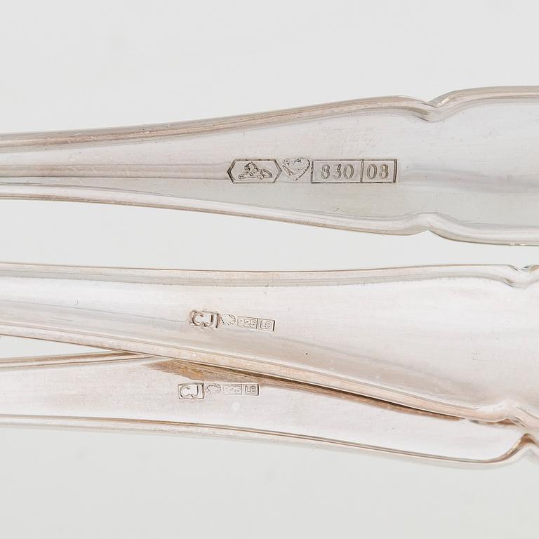 A 48-piece silver cutlery set, "Chippendale", finnish hallmarks.