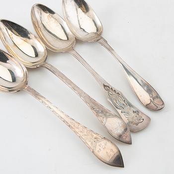 Skedar, 11 st, silver, 1769-1934, Sverige.