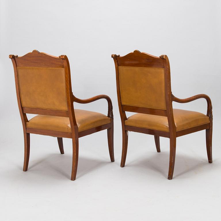 A pair of armchairs, possibly Boman, around 1900.