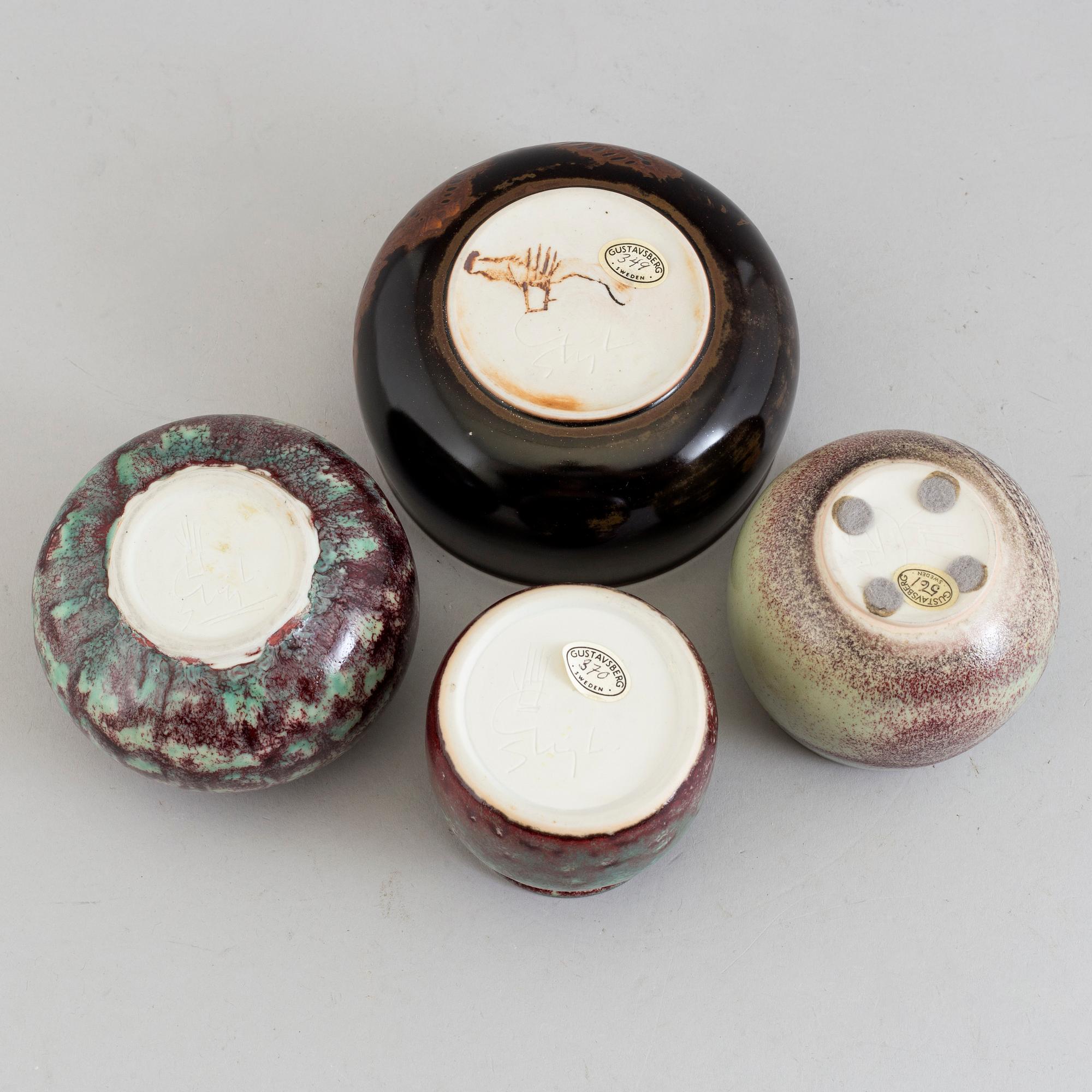 STIG LINDBERG, fyra delar, stengods, Gustavsberg Studio.