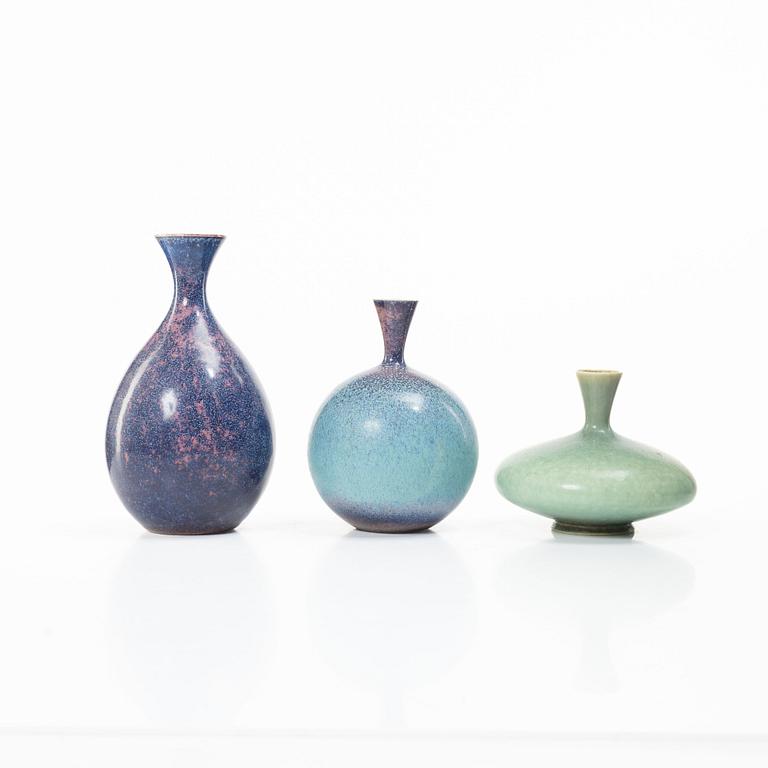 Sven Wejsfelt, vaser, 3 st, och skålar, 3 st, unika, stengods, Gustavsbergs Studio 1986-93.