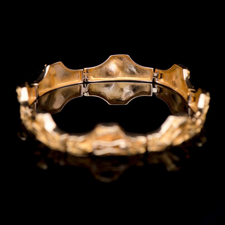 BJÖRN WECKSTRÖM, ARMBAND, "Golden bridge", 14K guld. Lapponia 1972.