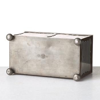 Firma Svenskt Tenn, a pewter and brass box, Stockholm 1930, model A 854.