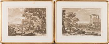 A 19th Century pair of etchings. Signed.