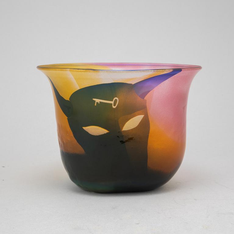 Bertil Vallien, a unique blasted glass bowl, Kosta Boda, Sweden.