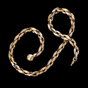 COLLIER, 18 k tvåfärgat guld. Vikt ca 55 g.