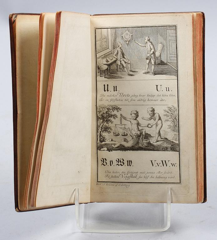 BOK, 1700/1800-tal. "Barnabok, hans kongl. höghet kronprinsen i underdånighet tilägnad af samfundet Pro fide et christianismo".