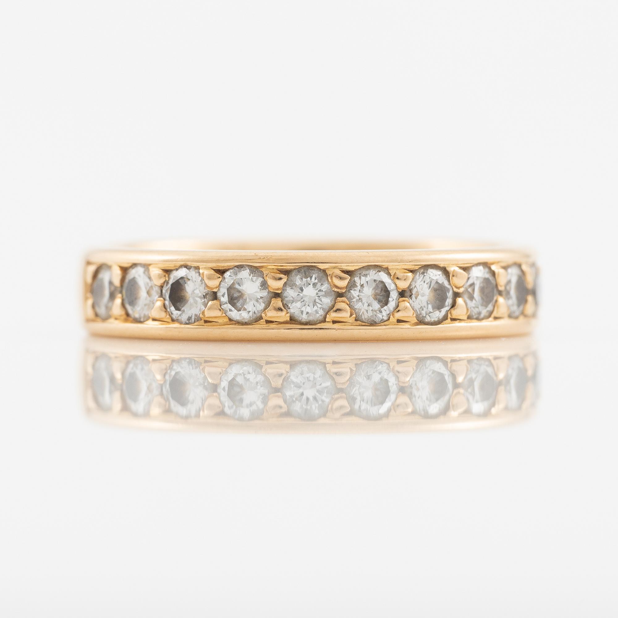 Ring, half eternity, gold with brilliant-cut diamonds.