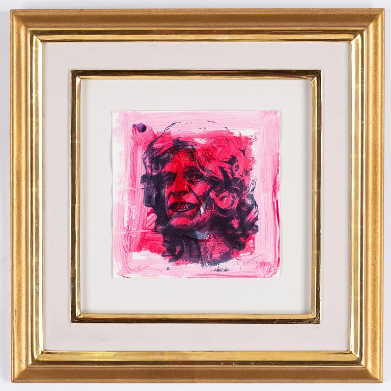 Kjartan Slettemark, screentryck med gouache, signerad Kjartan.