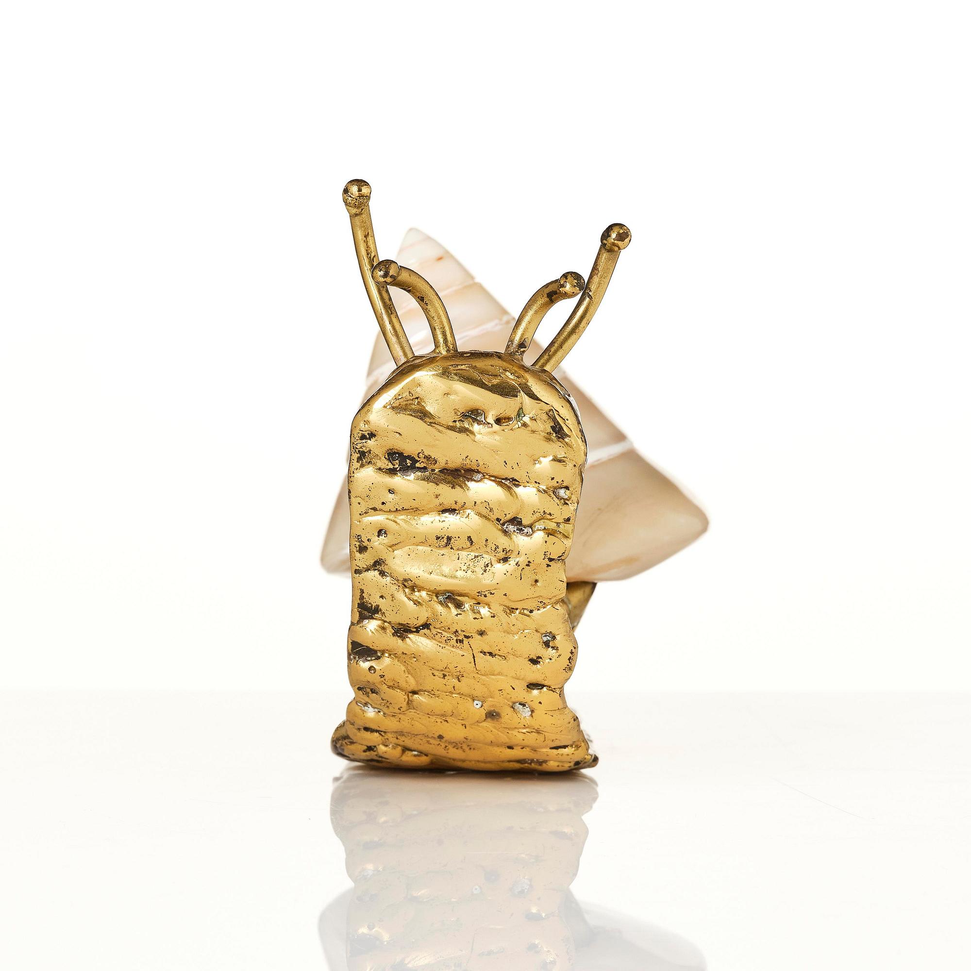 Jacques Duval-Brasseur, skulptur, snigel i brons med snäcka, Frankrike, 1970-tal.