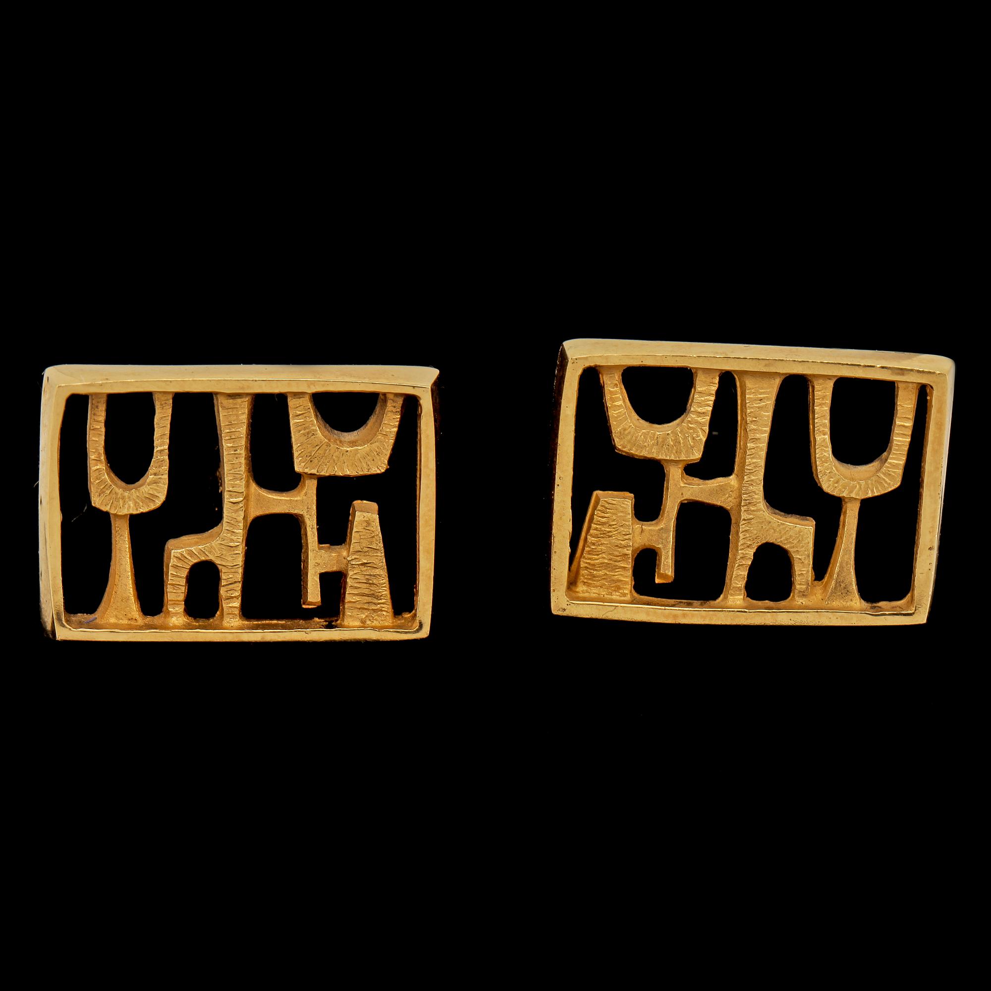 MANSCHETTKNAPPAR, 18k guld, Inger Robbert, Trosa, 1971. Vikt 19 g.
