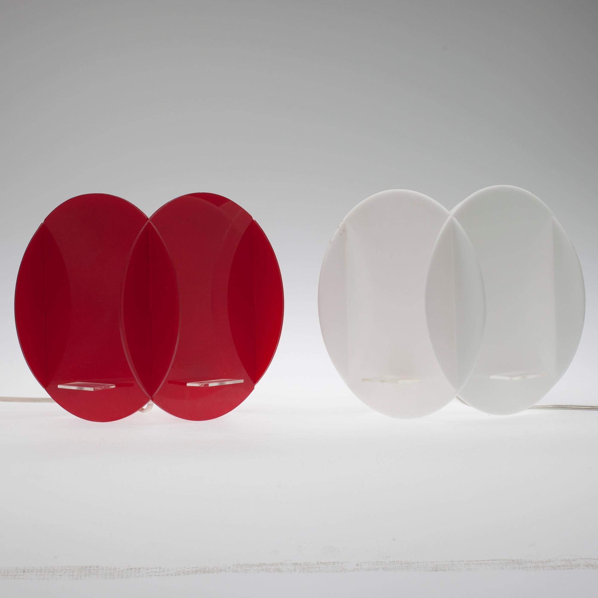 BORDSLAMPOR, 2 st, design Anna-Maija Salo, 1970-tal.