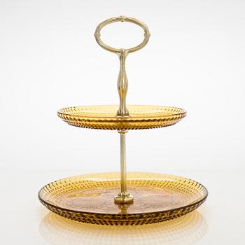 Nanny Still, A "Grapponia" cake stand and 12 side plates,  Riihimäen Lasi, Finland, 1970s.