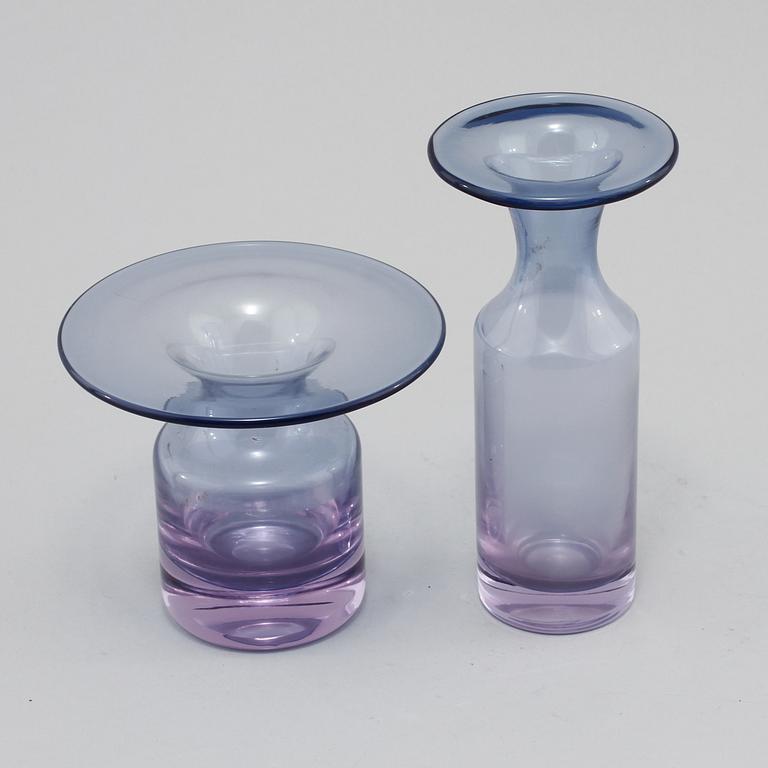 VASER, 2 st, glas, Tapio Wirkkala, Finland, 1900-talets andra hälft.