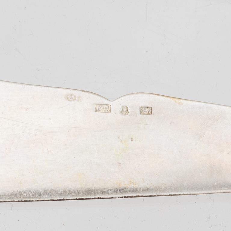 A Swedish silver cutlery, 'Svensk spetsig', including with mark of KG Markströms, Uppsala 1951 (37 pieces).