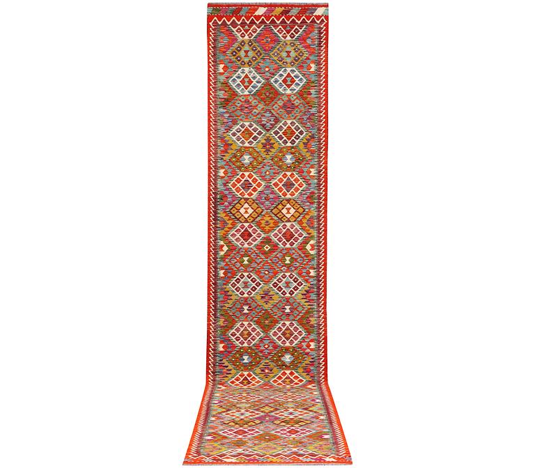 Gallerimatta, Kelim, ca. 482 x 63 cm.