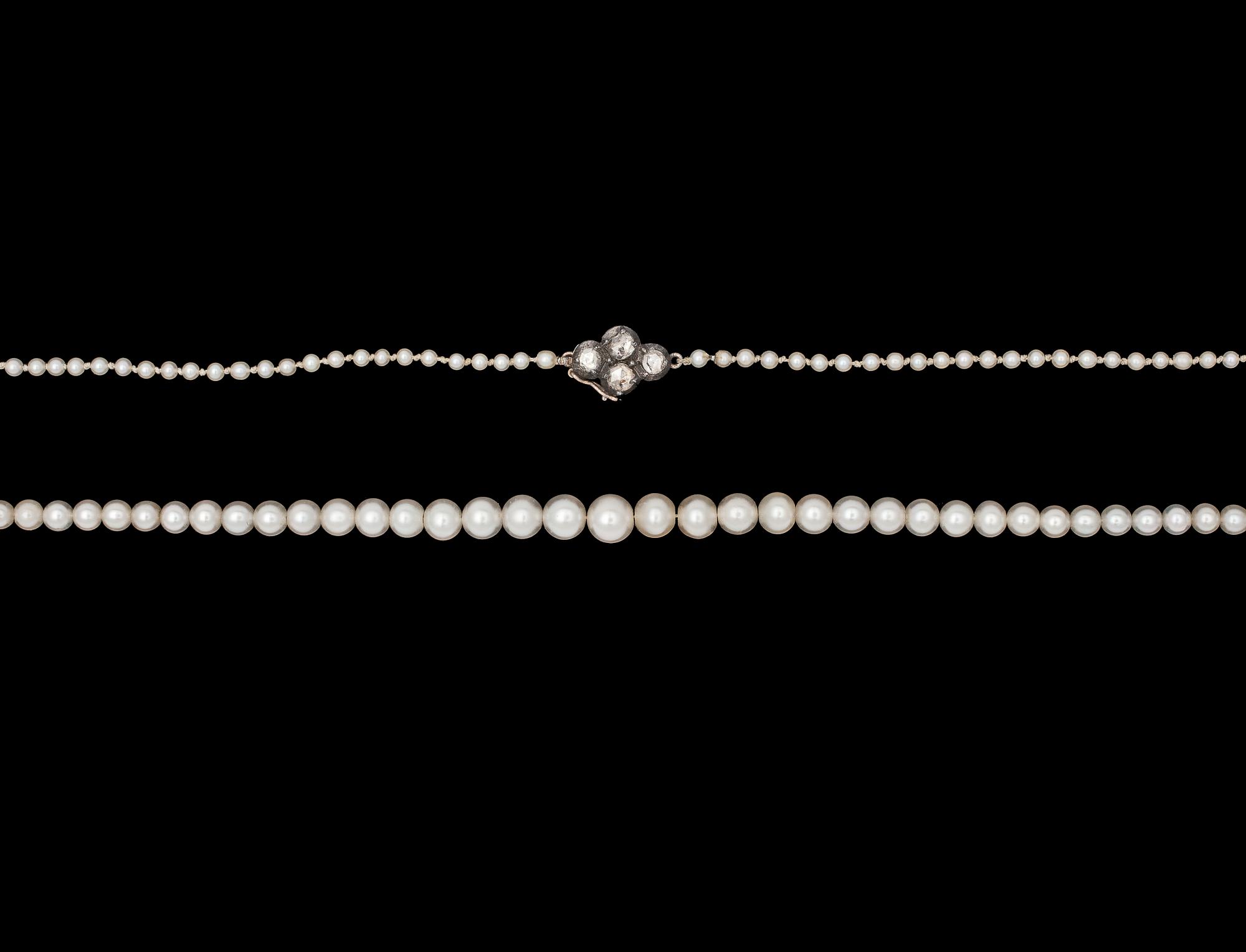 A natural pearl necklace, 5,3-1,8 mm.
