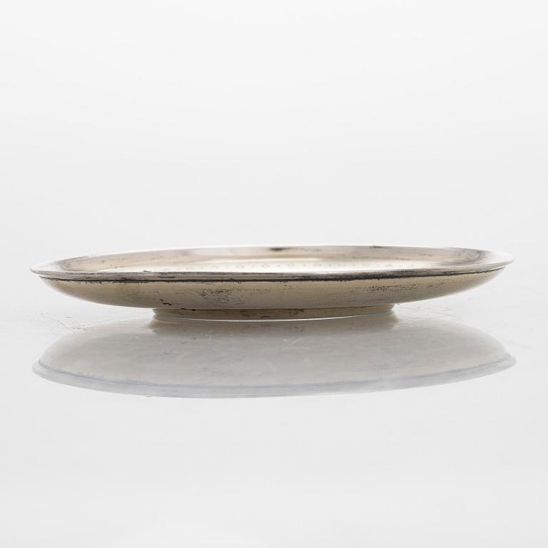 Philippe Berthier, bägare med fat, silver (.950), diamanter, Paris, 1800-talets mitt.
