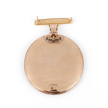 MINIATYR/BROSCH, handmålat porslin, 1800-tal.