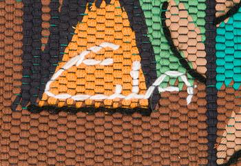 Eila Ampula, kuvakudos, signeerattu Eila.