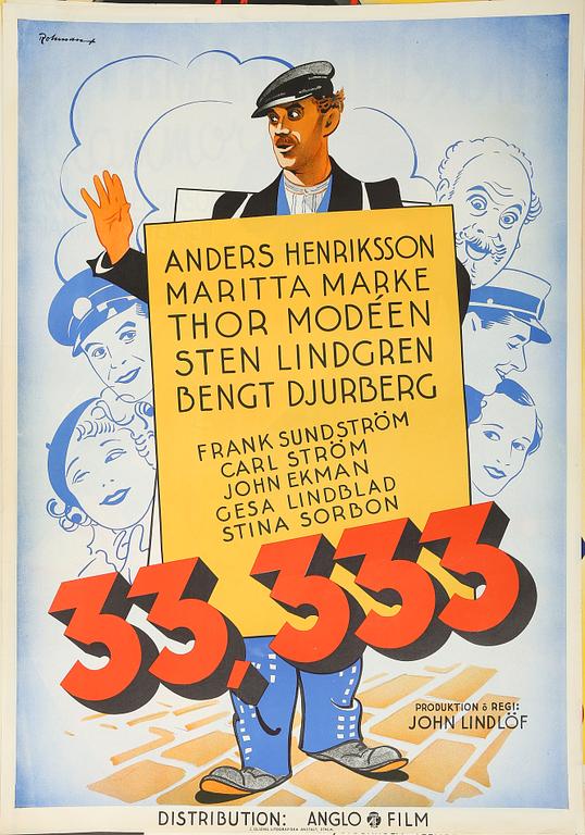 FILMAFFISCH, litografiskt tryck, "33.333", 1936.