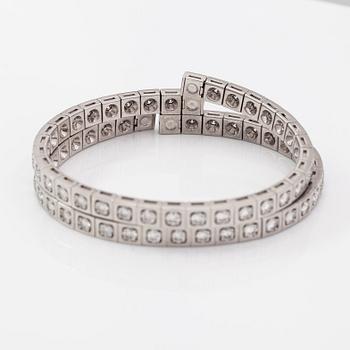 Cartier, Rannekoru "Tectonique", 18K valkokultaa, briljanttihiottuja timantteja n. 11.90 ct yht. Merkitty CT6808, JC.