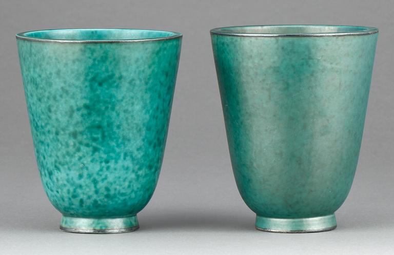 VASER, ett par, flintgods, "Argenta", Wilhelm Kåge, 1900-talets mitt.