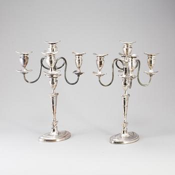 A PAIR OF SILVER PLATE CANDELABRA, regency style, England, first half of the 20th century.