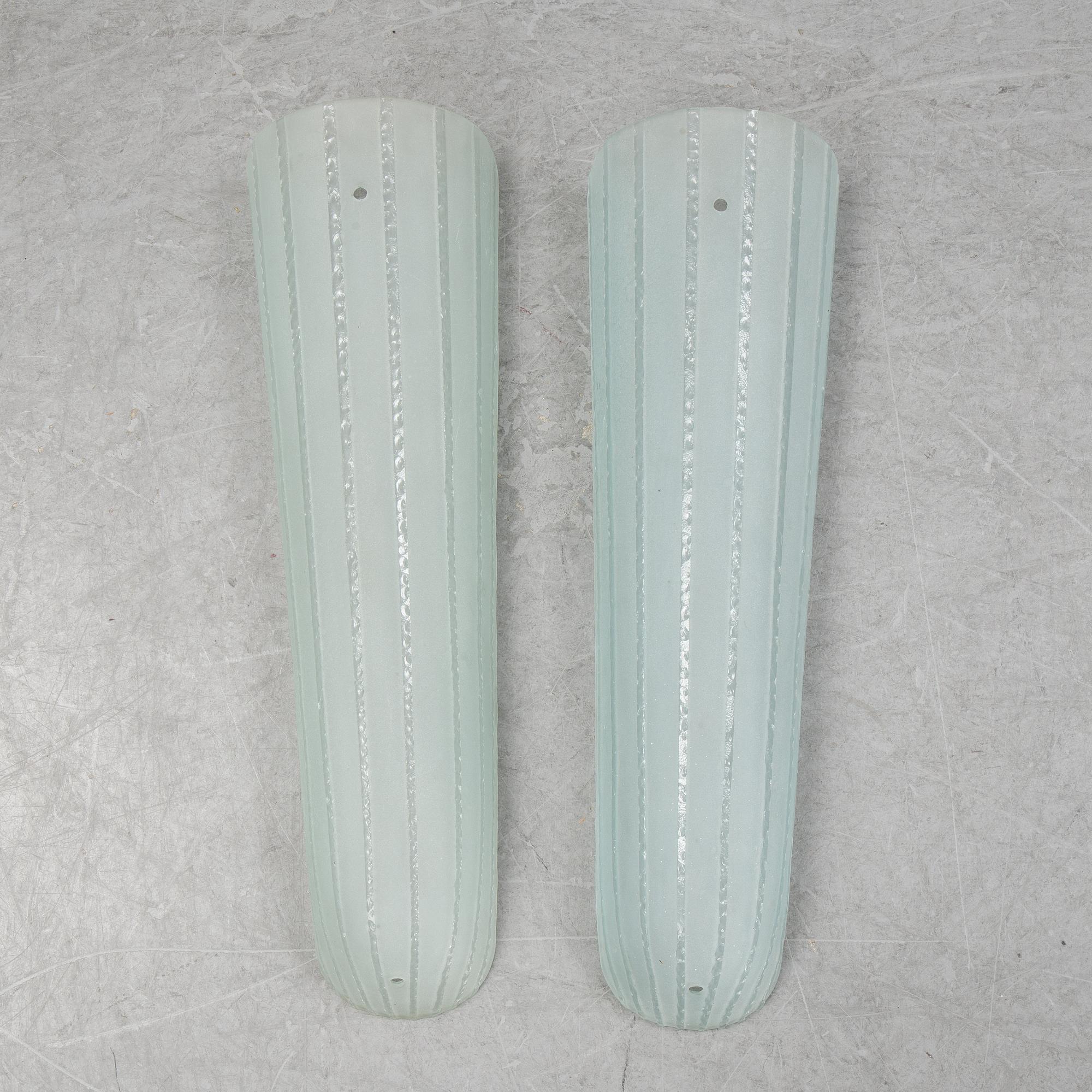 Glass shades for wall sconces, mid 20th century.