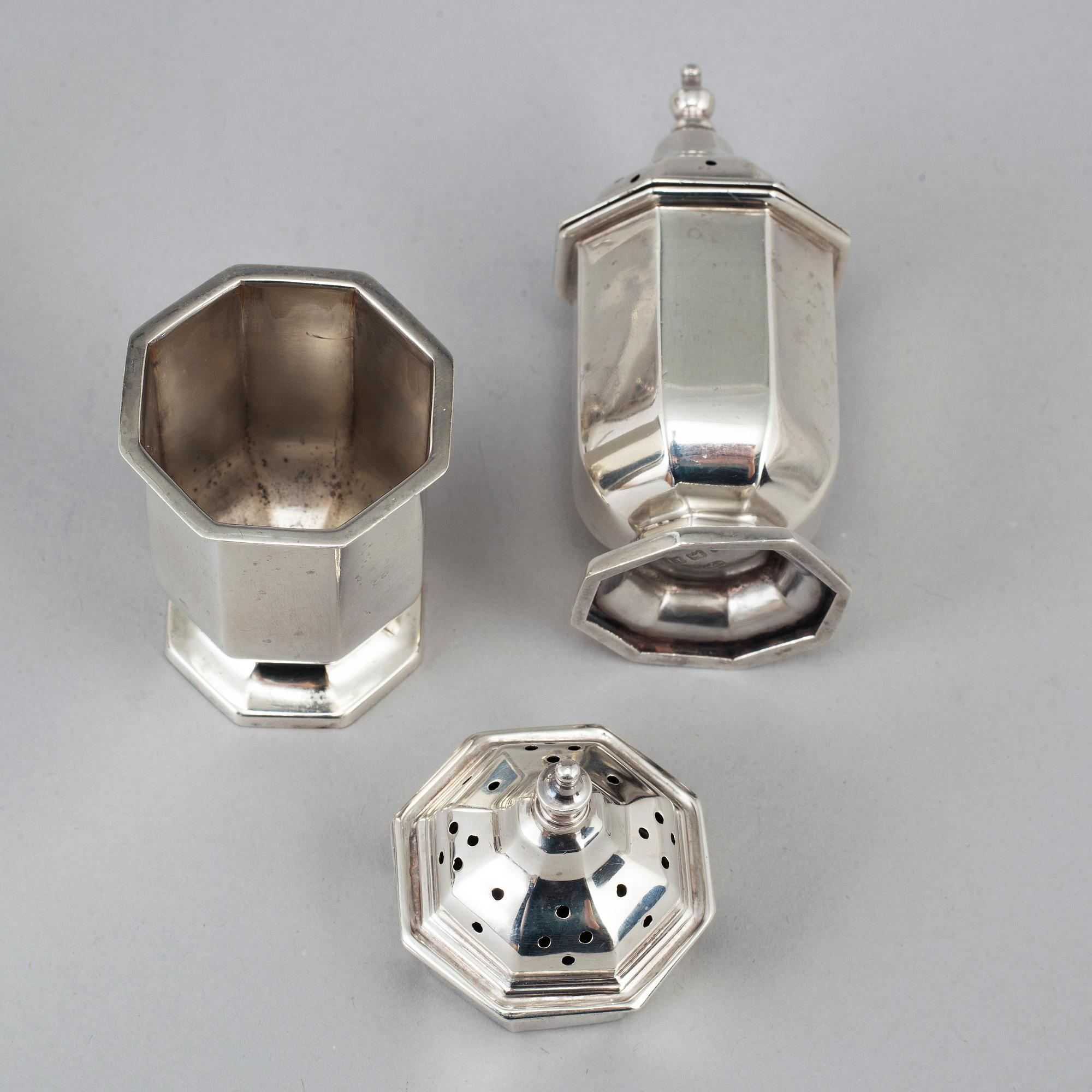 MAPPIN & WEBB, a silver condiment set, 5 psc, Birmingham 1939 