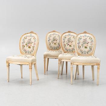 Four chairs, Louis XVI style, 20th century.