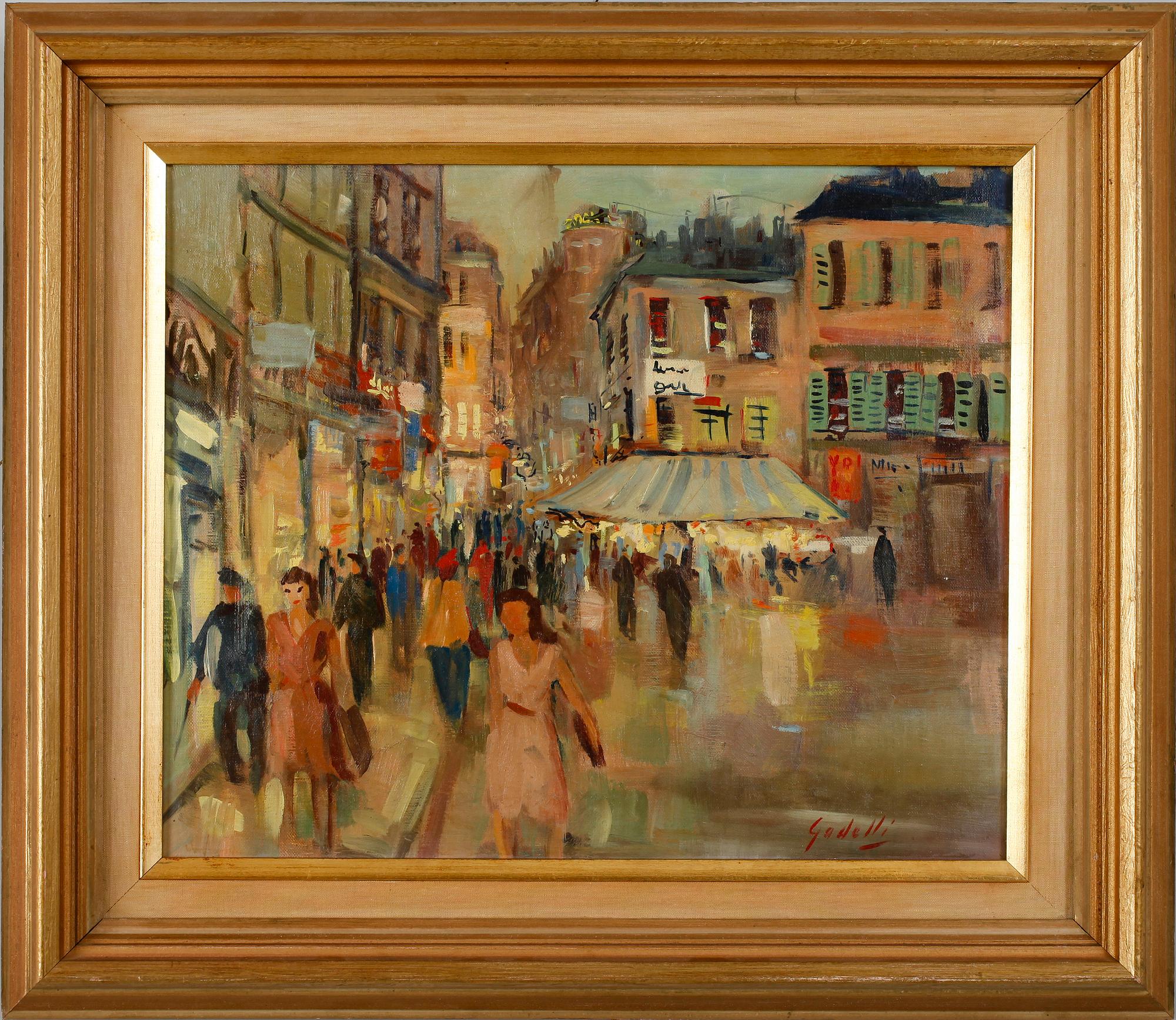 OKÄND KONSTNÄR, olja på duk, signerad Godelli, 1950-tal.