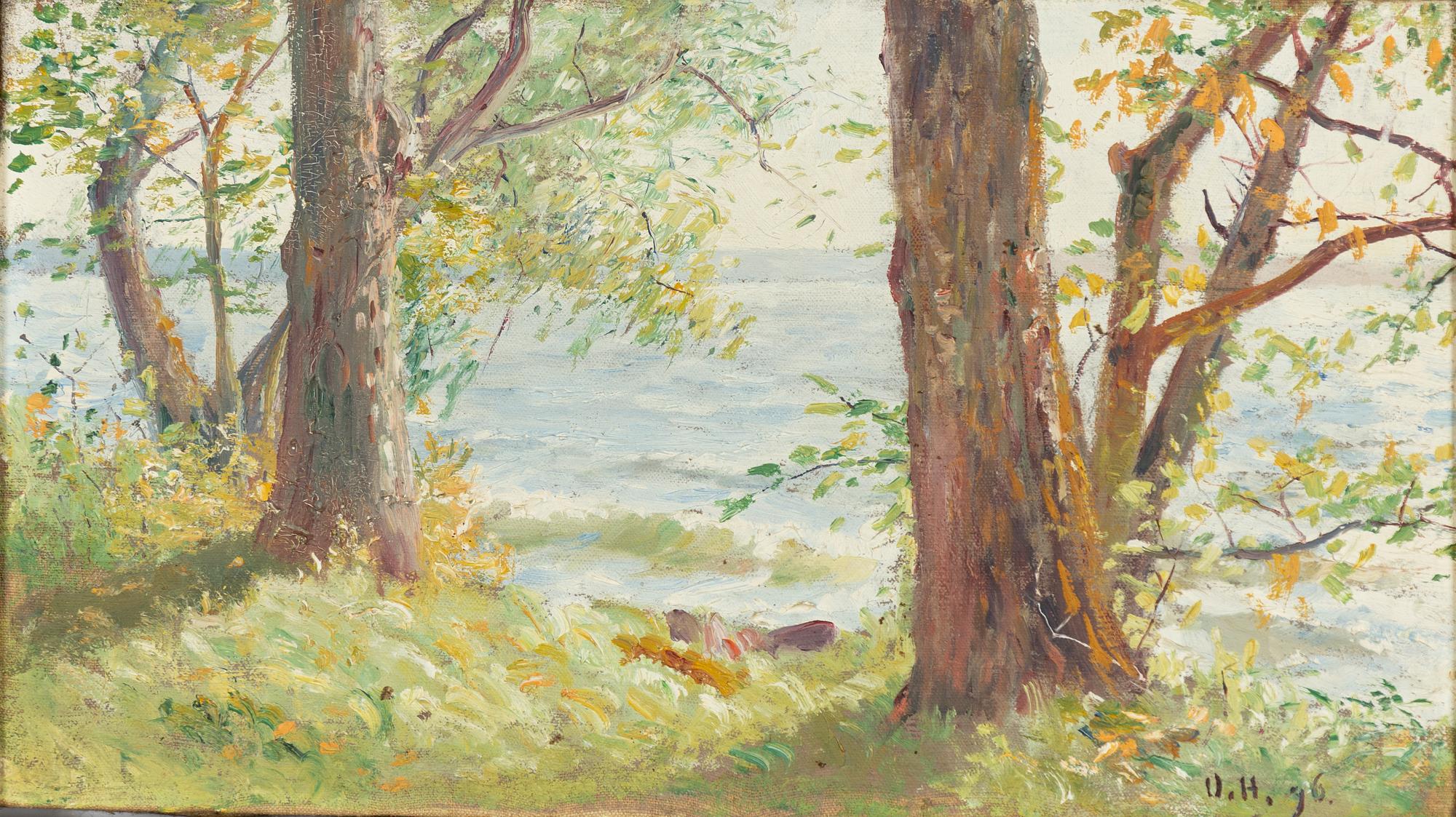 Olof Hermelin, Sommardag vid vattnet, vy över Öljaren från Gimmersta säteri, Södermanland.