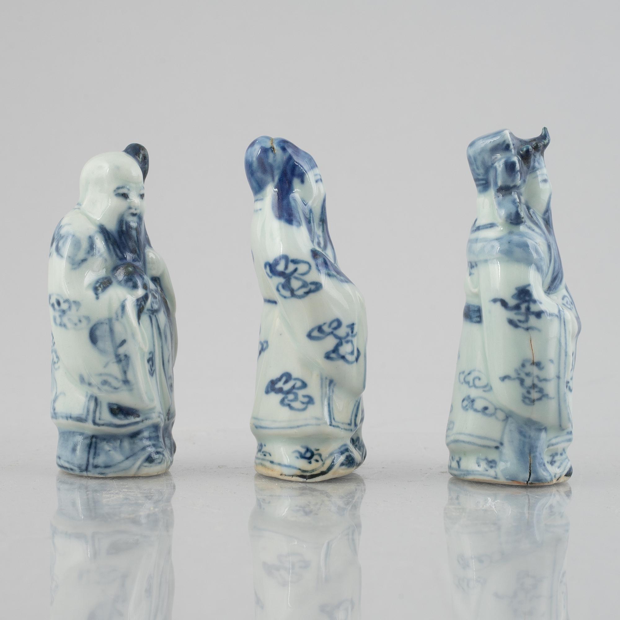 Figuriner, 3 st, porslin, Kina, 1900-tal.