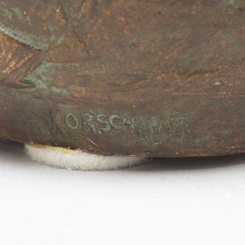 CHARLES KORSCHANN, an art nouveau gilt and patinated bronze vase, Paris ca 1900.