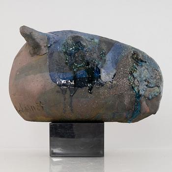 Henrik Allert, a stoneware sculpture of an animal's head, signed.
