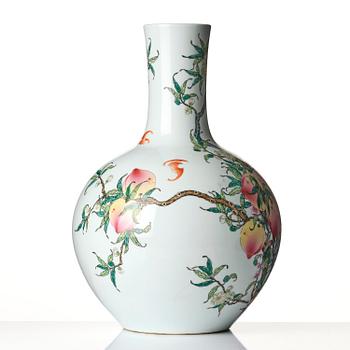 A large famille rose peach vase, China, 20th Century.