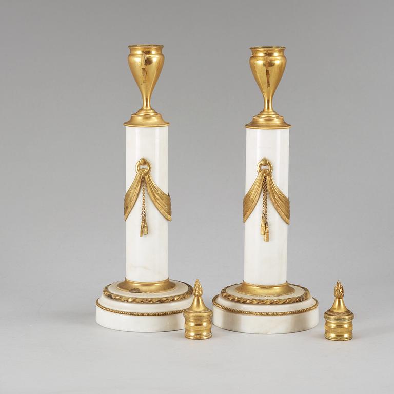 A pair of late Gustavian late 18th Century candlesticks/cassolettes.