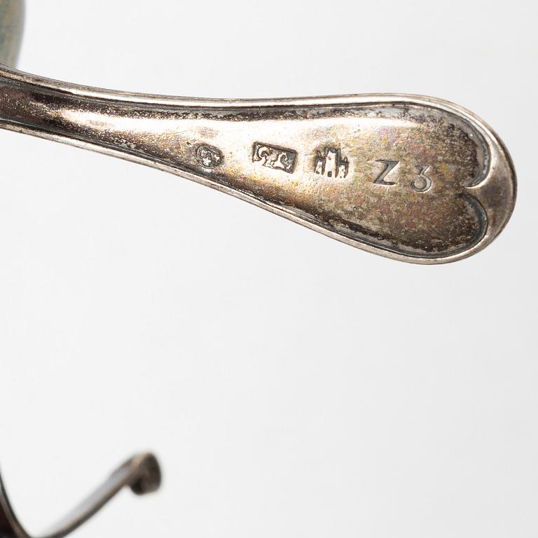 Tea strainers, 3 pcs, silver, Sweden and Finland, 19th century.