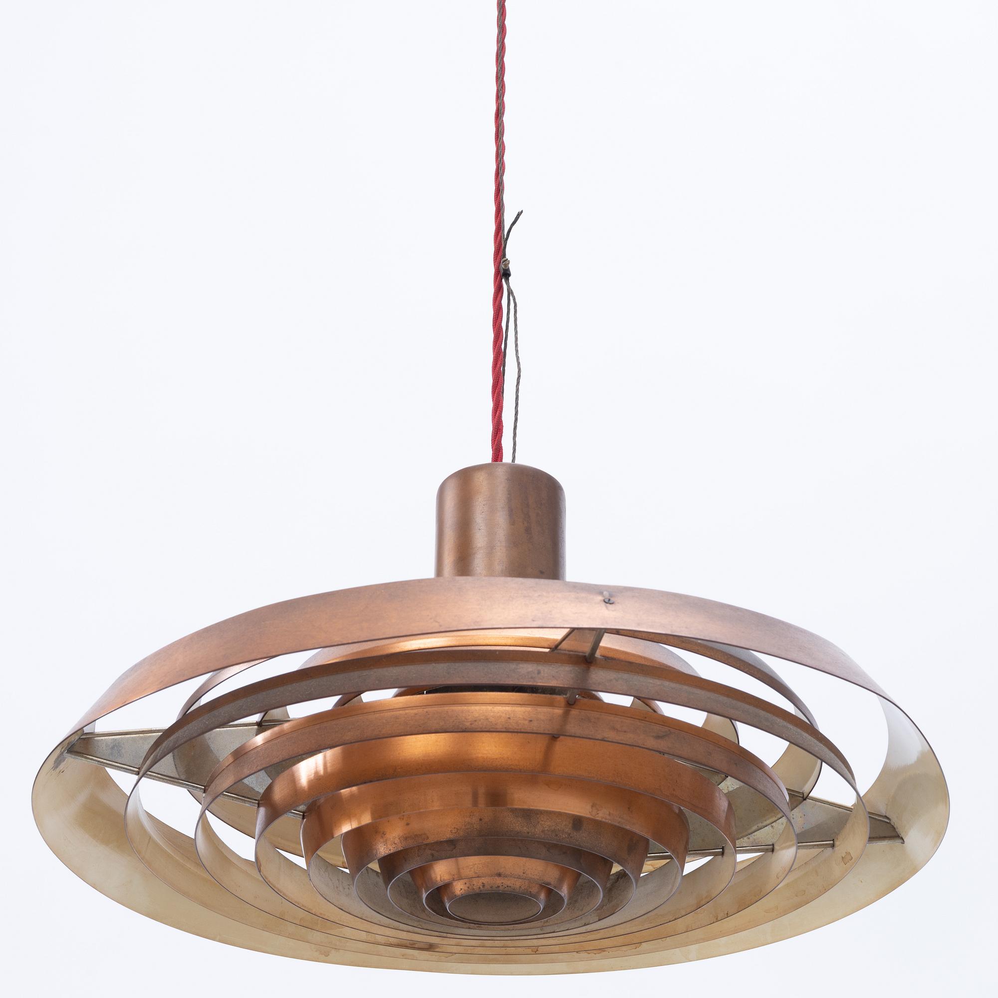 Poul Henningsen, a copper ceiling lamp "PH Tallerken", Louis Poulsen Denmark, second half of the 20th century.