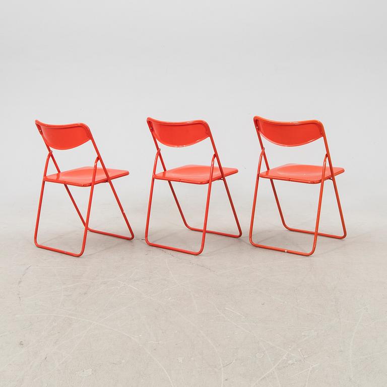 A set of six metal and plastic folding chairs IKEA late 20th century.