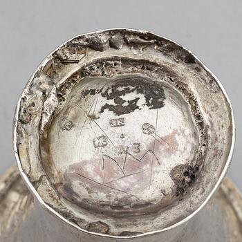 Three Swedish 19th century silver beakers.
