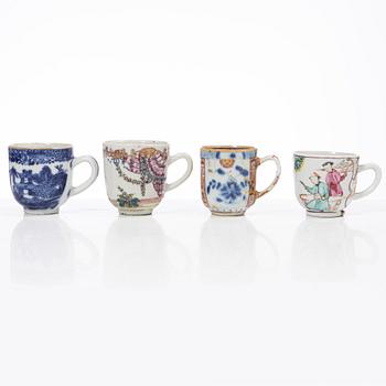 Thirteen porcelain cups, China, mostly 18th century.