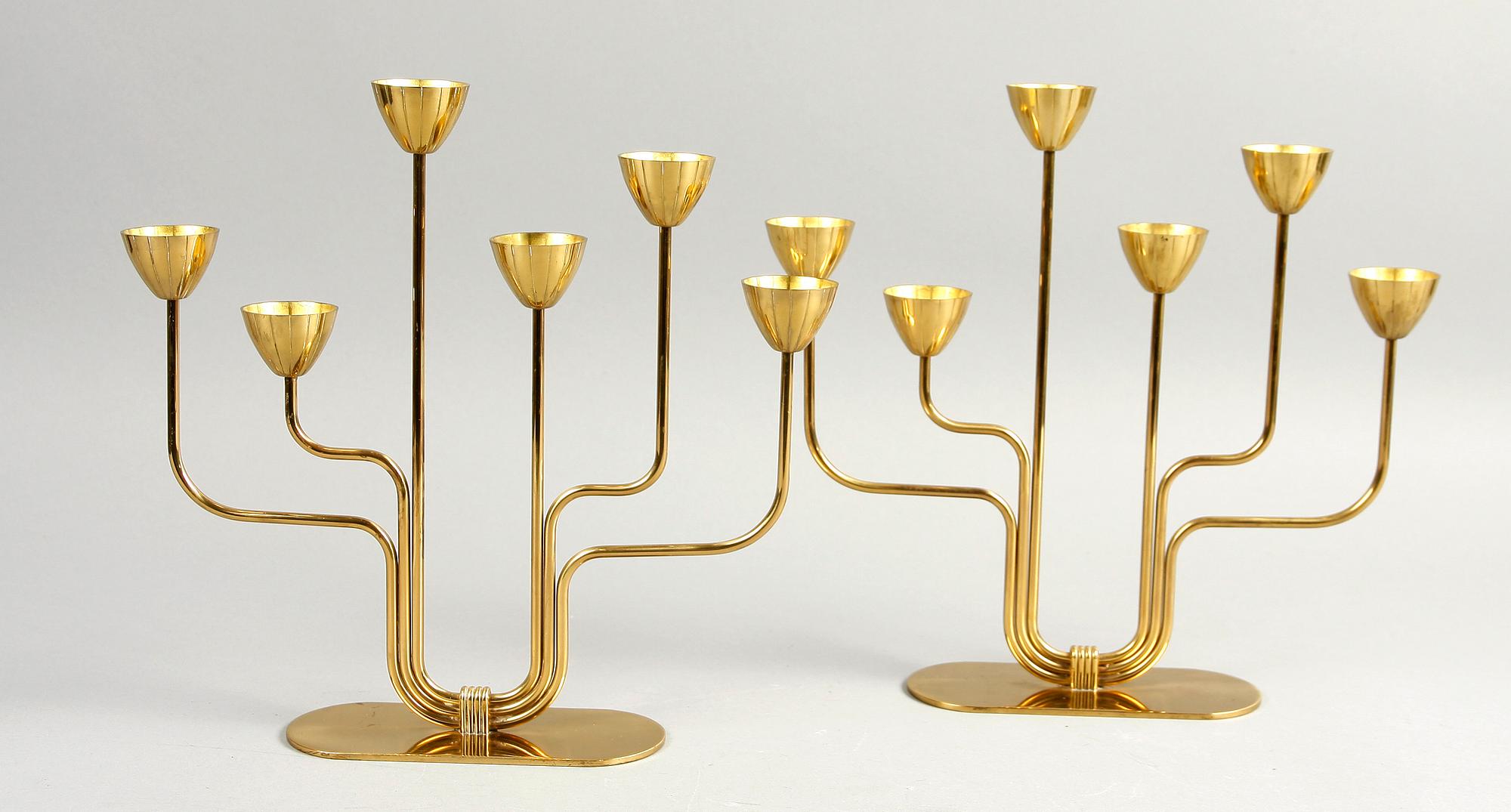 LJUSSTAKAR, ett par, mässing, Gunnar Ander, Ystad Metall.